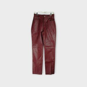 Newport News Leather Pants Size 29x32 Genuine Leather Oxblood Red